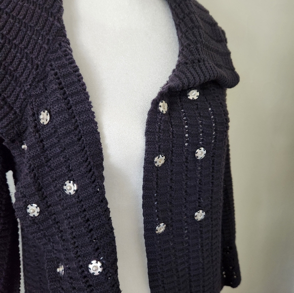 Apt. 9 Black Crochet Double-Breasted Sweater Coat - Picture 5 of 10